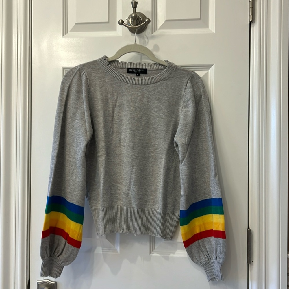 Central Park West Sweater - Grey size Med w/ rainbow detail